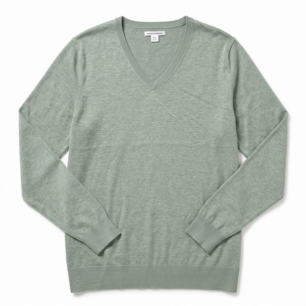 Amazon Essentials XXL Womens Sage Green V-Neck Sweater Casual Cozy Pullover